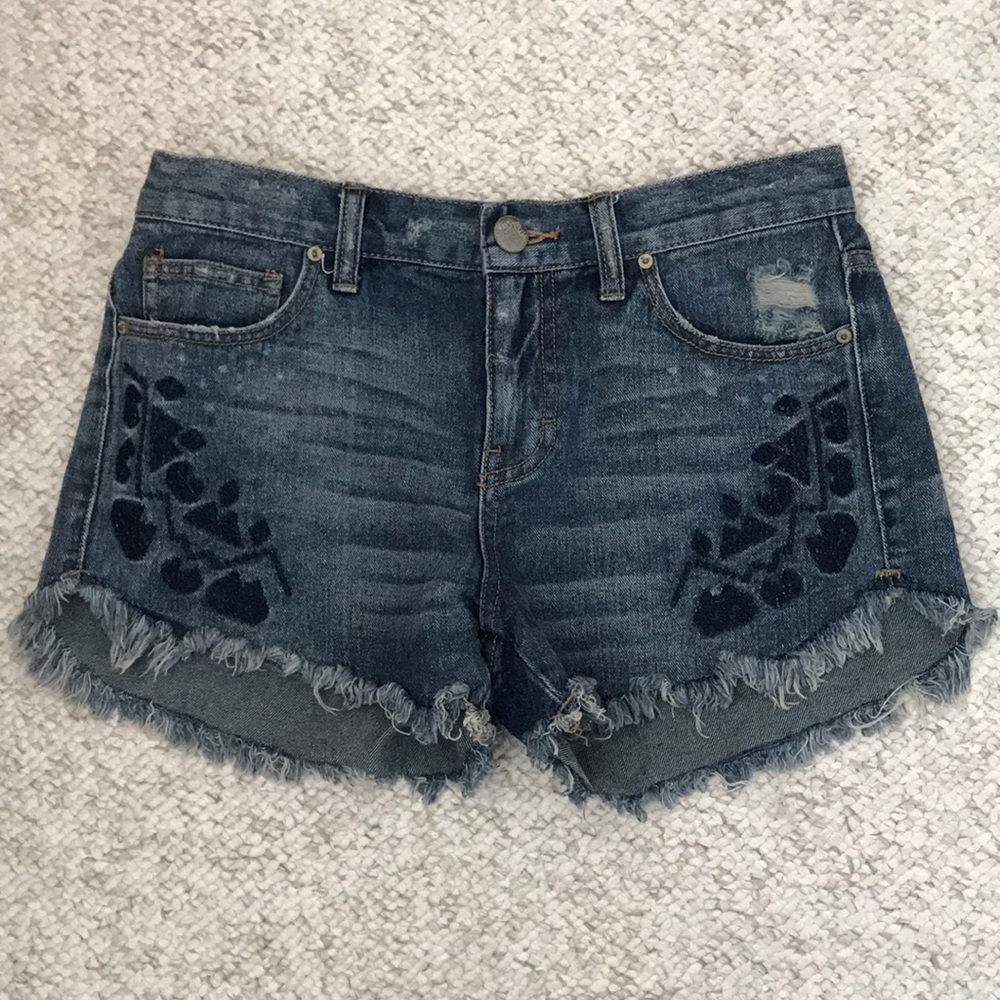 Free people tribal jean shorts